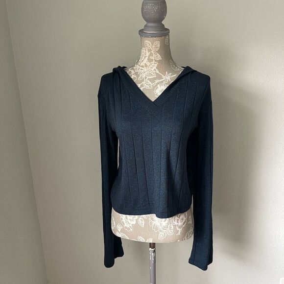 Athleta Harmony Pose Hoodie Sweatshirt in Dark Sardinia Blue Heather - Picture 4 of 12